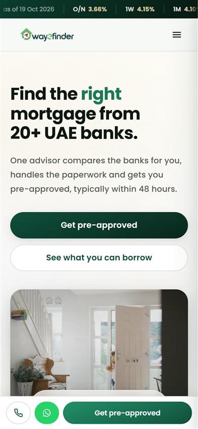The WayzFinder home page on a phone